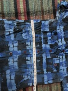 Blue Patterned Shirt Dress