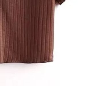 Brown Collar Crop Top
