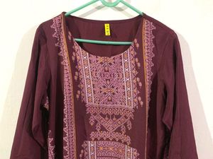 Printed Maroon Kurta (Women)
