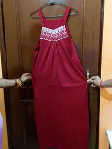 Elegant 2 Piece Maroon Nighty
