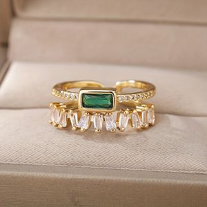 Emerald Accent Open Ring 18k plated⚡️