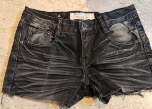 Black Punk Vintage Denim Shorts