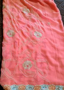Peach Embroidered Saree