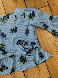 Striped Floral Peplum Top