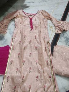 Pink Embroidery Kurta Set