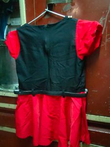 Red &amp; Black Pearl Embellished Belted Dress