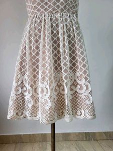 Lace Overlay Fit &amp; Flare Dress