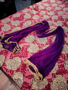 Dupatta with Golden Sparkles Moti Lace
