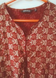 Burgundy Embroidered Kurti