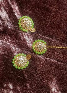Lime Green Kundan Jewelry Set