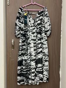 Black & White Print Dress for L size