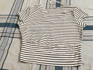 Striped V-Neck Crop Top