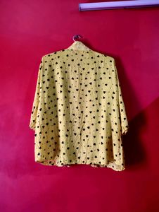 Yellow Heart Print Button-Up Shirt