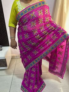 Zari Embroidery With Stone Sitira Hand Work