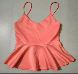 Coral Peplum Cami Top