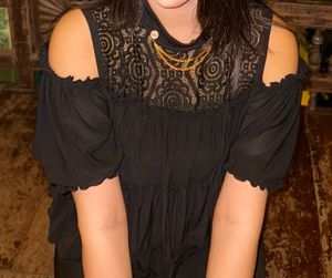 Black Top With Lace Design