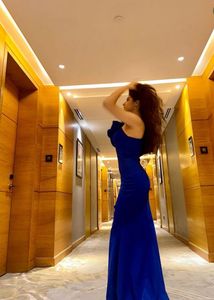 Elegant Blue One-Shoulder Gown
