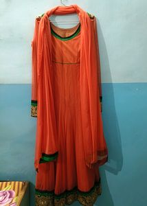 Orange Anarkali Suit With Dupatta 🟠