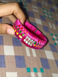 Pink Bangle With Beautiful Stones