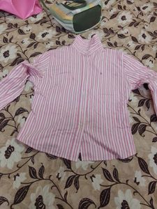 Oversized Pink White Stripes Shirt