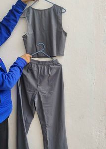 Gray Sleeveless Co-ord Set