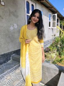New lime green kurta set(size~L)🌻