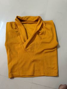 Mustard Yellow V-Neck Crop Top
