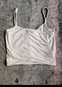 Fyk White Crop Tank Top