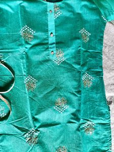 Teal Embroidered Kurti