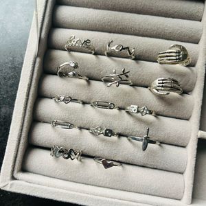Oxidised Silver Minimal Rings