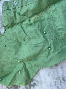 Green Embellished Saree Blouse