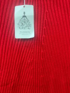 Red Knit Turtleneck Mini Dress