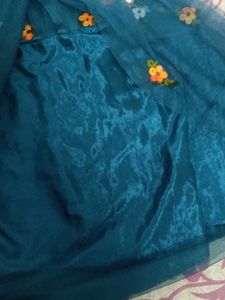 Peacock 🦚 Blue Colour Dress With Flared Sleeves
