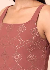 Indya Embellished Strappy Straight Kurta