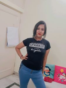 Black Casual Cotton Printed T-Shirt