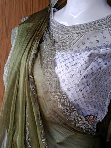 Elegant Olive Green Saree