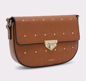 Iykyk Compact Brown Textured Crossbody Bag