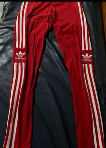 Adidas 3 Stripe Red Leggings