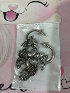 Peacock - Silver Finish earrings