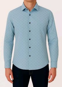 Light Blue Patterned Long Sleeve Shirt