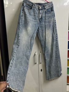 Acid Wash Wide Leg Jeans high waist