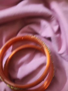 Orange &amp; Gold Bejeweled Bangle Set
