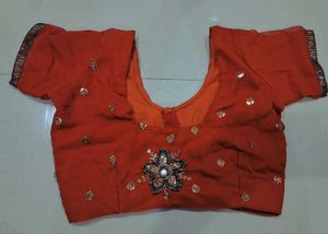 Elegant orange Embroidered Saree