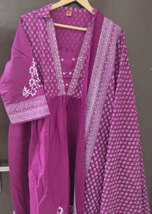 New Unused PureCotton Cutdana Work Anarkali Suit