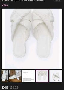 Zara Pleated Sandals White