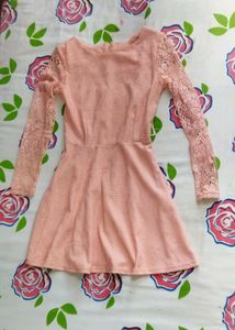Korean pink lace dress