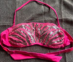 Pink Sequin Bikini Top