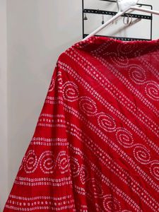Red Bandhani Print Full Flair Chaniya