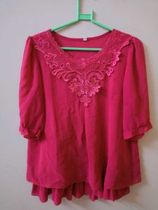 Pink Lace Detail Top