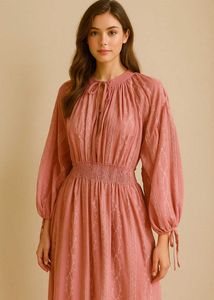 Altered Chikankari Embroidery Pink Georgette Dress